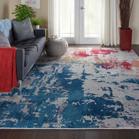 Multicolor Luxurious Modern Easy to Clean Floral Dining Room Bedroom And Living Room Rug-122cm (Circle)