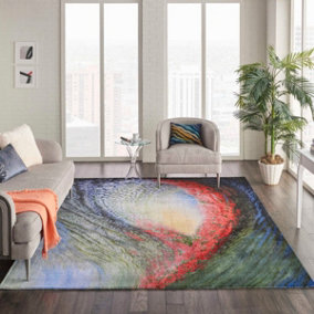 Multicolor Luxurious Modern Floral Optical/ (3D) Rug Easy to clean Living Room and Bedroom-160cm X 226cm