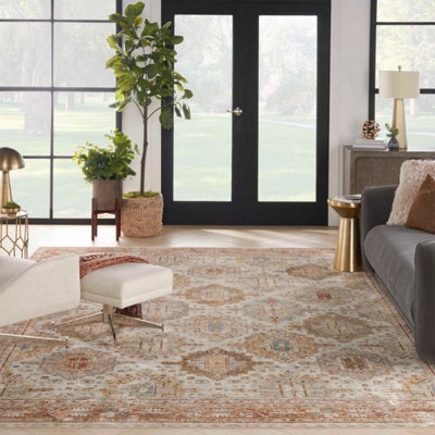 Multicolored Bordered Geometric Luxurious Traditional Persian Rug for Living Room, Bedroom - 69 X 310 (Runner)
