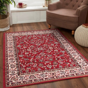 Multicolored Easy to Clean Bordered Floral Rug for Bedroom, Living Room, Dining Room - 235cm X 320cm