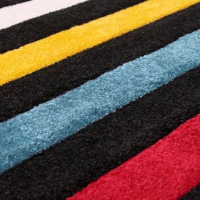 Multicolored Easy to Clean Striped Modern Rug for Living Room, Bedroom, Dining Room - 66 X 230 (Runner)