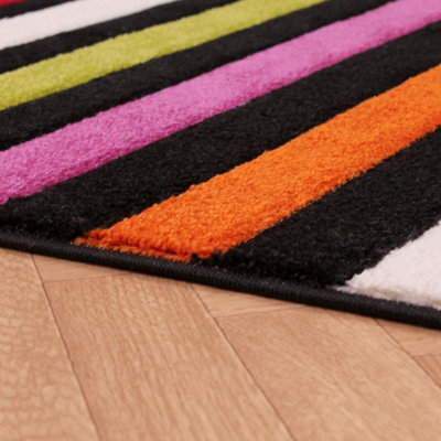 Multicolored Easy to Clean Striped Modern Rug for Living Room, Bedroom, Dining Room - 66 X 230 (Runner)