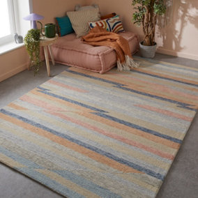 Multicolored Handmade Luxurious Modern Abstract Wool Rug for Living Room & Bedroom-120cm X 170cm