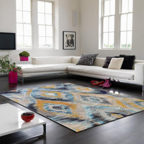 Multicolored Modern Easy to Clean Abstract Rug for Living Room, Bedroom, Dining Room - 200cm X 300cm