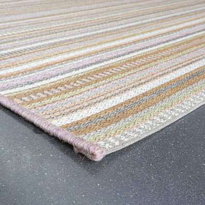Multicolored Striped Outdoor Rug, Striped Stain-Resistant Rug For Patio, Garden, Deck, Modern Outdoor Rug-120cm X 170cm