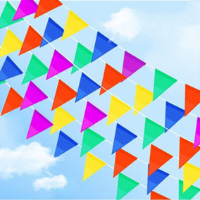 Multicolour 20Flags 10m Triangle Bunting Pennant Banner Birthday Wedding Anniversary Street Party