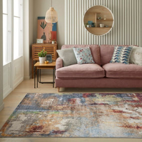 Multicolour Abstract Polyester Soft Modern Bedroom, LivingRoom Rug - 120cm X 180cm