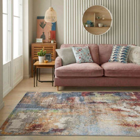 Multicolour Abstract Polyester Soft Modern Bedroom, LivingRoom Rug - 200cm X 290cm