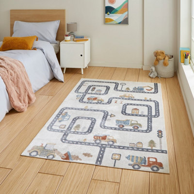 Multicolour Pictorial 40mm Thick Stain-Resistant Rug for Bedroom, Dining Room, Easy to Clean Modern Rug-80cm X 150cm