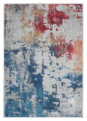 Multicolour Rug, Persian Floral Rug, Stain-Resistant Luxurious Rug, Modern Rug for Bedroom, & Dining Room-122cm (Circle)