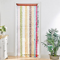 Multicolour String Door Curtain - 90 x 200cm Colourful Spiral Tassel Doorway Fly Screen - Keeps Flies, Insects & Wasps Out