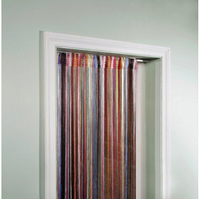Multicolour String Door Curtain - 90 x 200cm Colourful Summer Doorway Fly Screen - Keeps Flies, Insects, Wasps Out