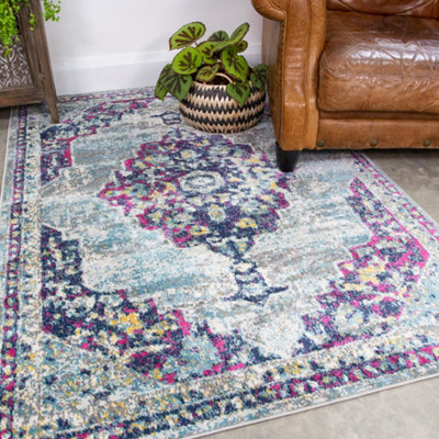 Multicolour Traditional Medallion Area Rug 160x230cm