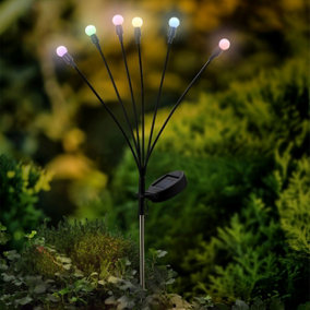 Multicoloured Berry Solar Stake Light Firefly Decorative Garden Path light 66cm