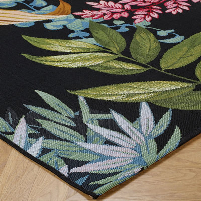 MultiColoured Floral Outdoor Rug, Modern Stain-Resistant Area Rug For Patio Decks, Nature Print Area Rug-120cm X 170cm