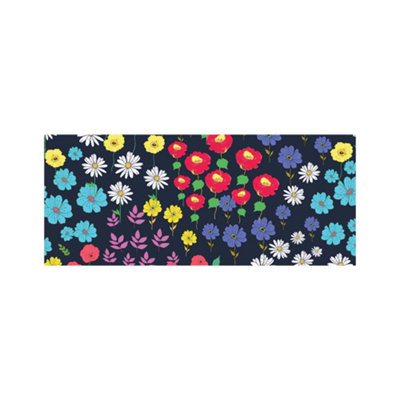 Multicoloured Flower Pattern Glass Bathroom Splashback