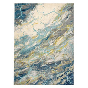MultiColoured Funky Modern Abstract Nature Print Easy To Clean Rug For Dining Room-160cm X 220cm