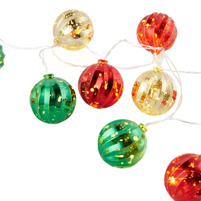 Multicoloured Glittering 20 LED Balls Christmas Ball Ornament 3M String Lights Battery Powered