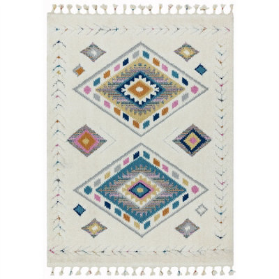 MultiColoured Kilim Traditional Moroccan Geometric Dining Room Rug-120cm X 170cm