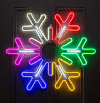 Multicoloured LED Snowflake Rope Light - 8