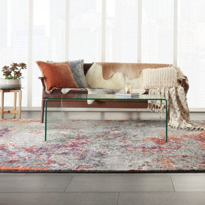 Multicoloured Luxurious Modern Abstract Luxcelle Wool Rug for Living Room, Bedroom - 168cm X 244cm