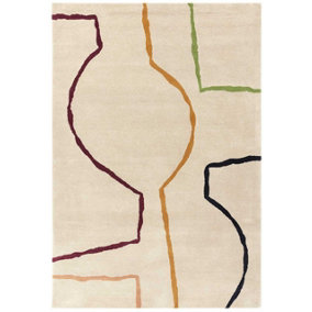 Multicoloured Modern Handmade Multi Abstract Wool Rug for Bedroom Living Room & Dining Room-120cm X 170cm