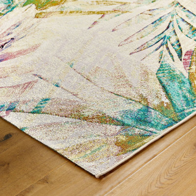 MultiColoured Outdoor Rug, Abstract Stain-Resistant Rug For Decks Patio Garden, Modern Outdoor Area Rug-200cm X 285cm