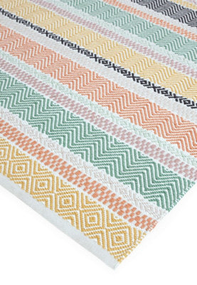 MultiColoured Outdoor Rug, Geometric Striped Stain-Resistant Rug For Patio Decks, 2mm Modern Outdoor Rug-160cm X 230cm