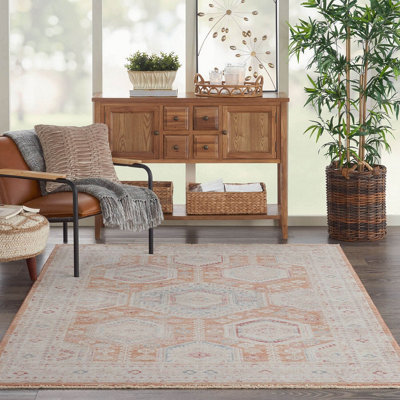 MultiColoured Traditional Bordered Geometric Easy To Clean Rug For Living Room Bedroom & Dining Room-239cm X 310cm