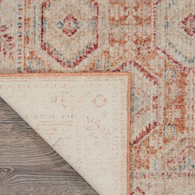 MultiColoured Traditional Bordered Geometric Easy To Clean Rug For Living Room Bedroom & Dining Room-79 X 305cm (Runner)