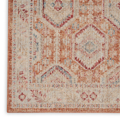 MultiColoured Traditional Bordered Geometric Easy To Clean Rug For Living Room Bedroom & Dining Room-79 X 305cm (Runner)
