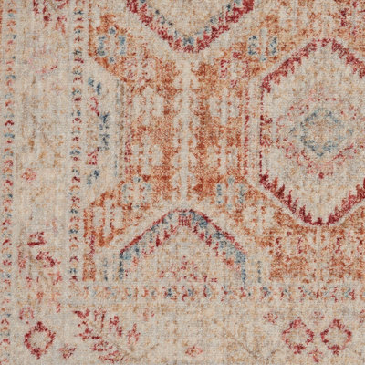 MultiColoured Traditional Bordered Geometric Easy To Clean Rug For Living Room Bedroom & Dining Room-79 X 305cm (Runner)