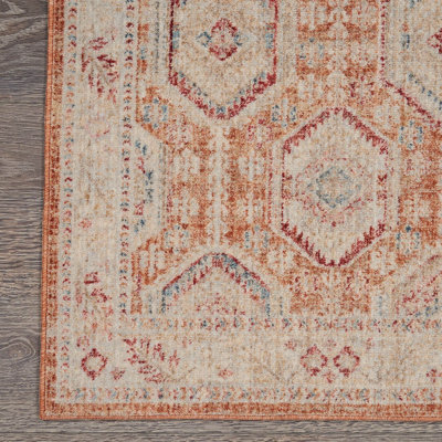 MultiColoured Traditional Bordered Geometric Easy To Clean Rug For Living Room Bedroom & Dining Room-79 X 305cm (Runner)