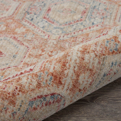 MultiColoured Traditional Bordered Geometric Easy To Clean Rug For Living Room Bedroom & Dining Room-79 X 305cm (Runner)