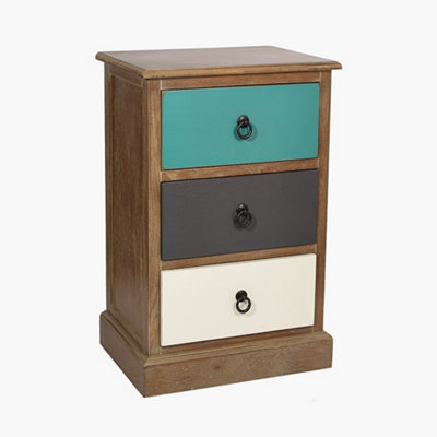 Multicoloured Wood 3 Drawer Unit