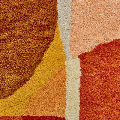 Multicoloured Wool Luxurious Modern Wool Abstract Rug Easy to clean Living Room and Bedroom-120cm X 170cm