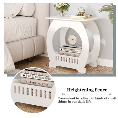 Multifunction Small Side Table with Storage Shelf Basket, 46cm x 44cm x 30cm
