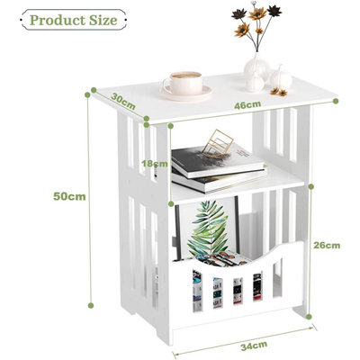 Multifunction Small Side Table with Storage Shelf Basket, 50cm x 46cm x 30cm