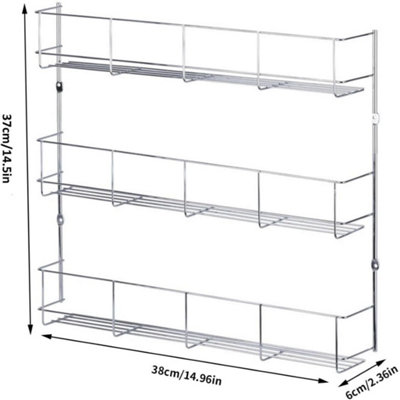 Multifunction Wall Mount Inside Cabinet Cupboard Silver Metal Spice ...