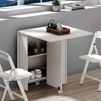 Multifunctional Folding Table Dining Table for Small Spaces with 2-tier Shelves