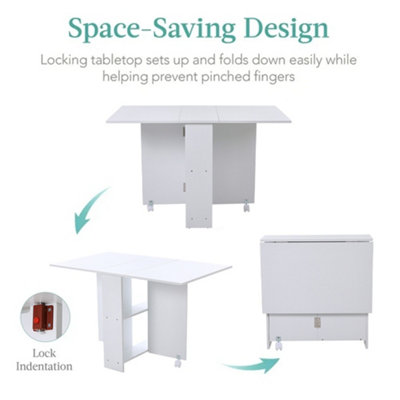 Multifunctional Folding Table Dining Table for Small Spaces with 2-tier Shelves