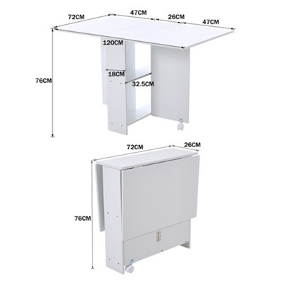 Multifunctional Folding Table Dining Table for Small Spaces with 2-tier Shelves