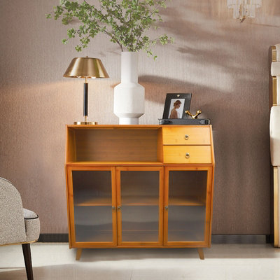 Multifunctional kitchen sideboard with 3 compartments, 2 shelves, 2 ...