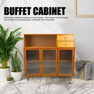 Multifunctional kitchen sideboard with 3 compartments, 2 shelves, 2 ...
