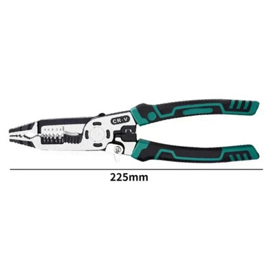 Multifunctional Long nose pliers wire stripper cable cutter crimping, 225mm long