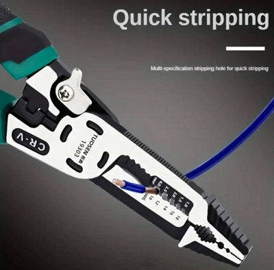 Multifunctional Long nose pliers wire stripper cable cutter crimping, 225mm long