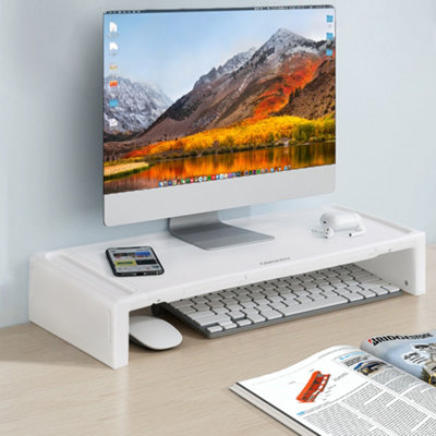 Multifunctional Monitor Stand with 1 Drawer Width Adjustable for PC Laptop 110lbs Capacity White Price Comparisons | Compare The Build
