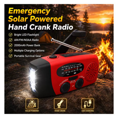 Multifunctional Solar Hand Crank Emergency Radio with LED Flashlight ...