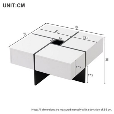 Multifunctional Square Coffee Table with 4 Drawers