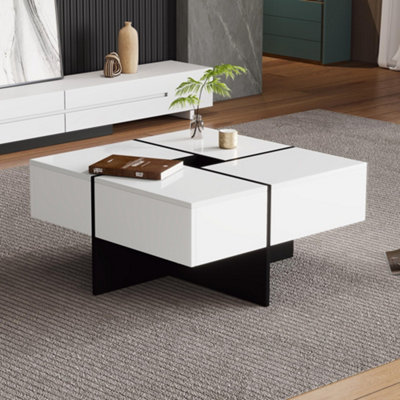 Multifunctional Square Coffee Table with 4 Drawers